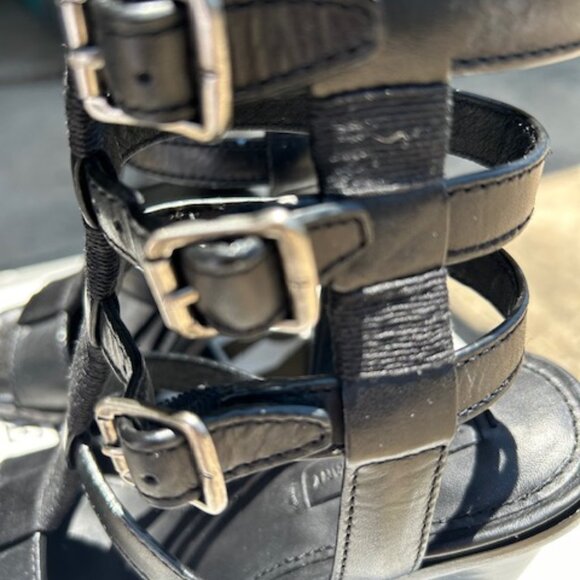 Frye Suzie Gladiator Womens Black Leather Strap Block Heels - Picture 15 of 16